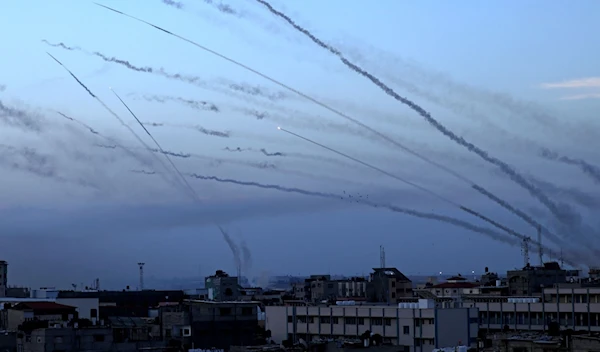 Rockets are fired from Gaza City towards 'Israel' on October 7, 2023. (AFP)