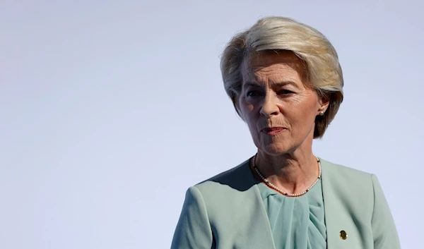 President of the European Commission, Ursula von der Leyen speaks to the media as she arrives at the Europe Summit in Granada, Spain, Thursday, Oct. 5, 2023. (AP)