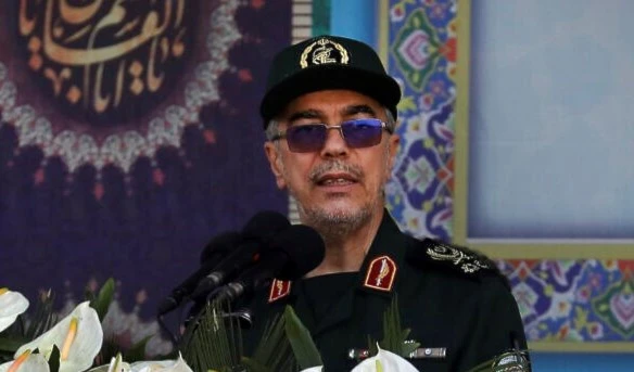 Chief of the General Staff of Iran's Armed Forces Gen. Mohammad Hossein Bagheri addresses a military parade just outside Tehran, Iran, September 22, 2022. (AP)