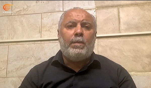 Member of the Fatah Revolutionary Council, Jamal Huwail, during tonight's appears on Al Mayadeen. (Al Maydeen)