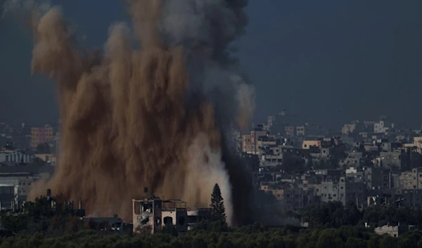 An Israeli airstrike in the Gaza Strip, Palestine, Friday, Nov. 10, 2023 (AP Photo/Leo Correa)