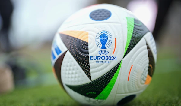 A UEFA Euro 2024 Ball lays on the ground during a presentation of the new ball in Berlin, Germany, Nov. 15, 2023 (AP)