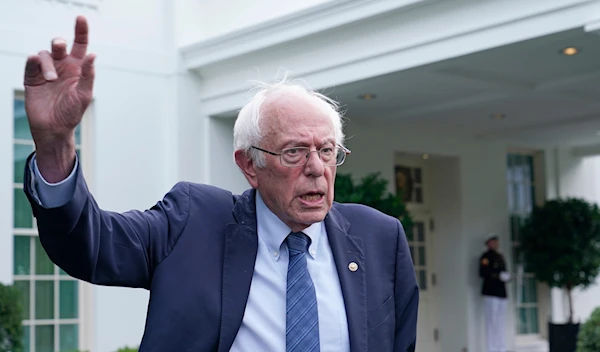 Sen. Bernie Sanders, I-Vt., talks with reporters following his meeting with President Joe Biden at the White House in Washington, Aug. 30, 2023. (AP)