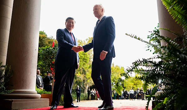 President Joe Biden greets China's President President Xi Jinping at the Filoli Estate in Woodside, Calif., Nov, 15, 2023, on the sidelines of the Asia-Pacific Economic Cooperative conference. (AP)