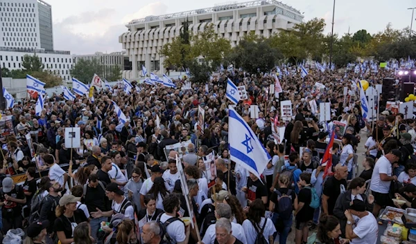 Family and supporters of the estimated 240 captives are pictured in "Tel Aviv", Palestine, on November 18, 2023. (AP)