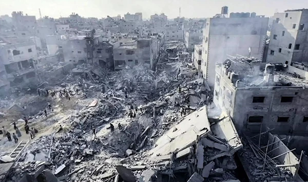 The aftermath of the second strike on the Jabalia refugee camp in as many days on 31 October (AFP)