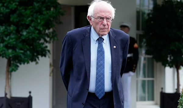 Sen. Bernie Sanders, I-Vt., walks out of the West Wing of the White House in Washington, August 30, 2023 (AP)