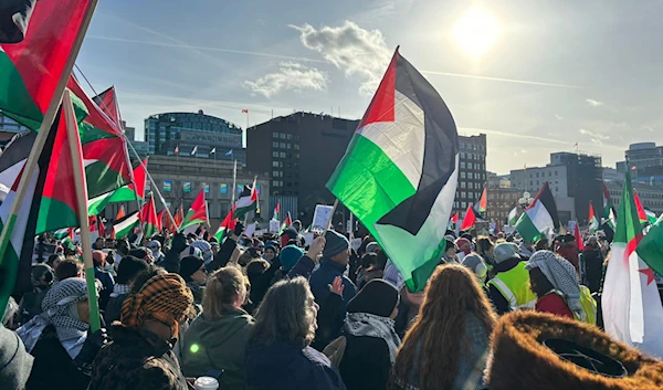 Thousands of protesters gathered at Parliament Hill, Ottawa, on Saturday, to protest the Israeli-led massacre in Gaza. (Al Mayadeen)