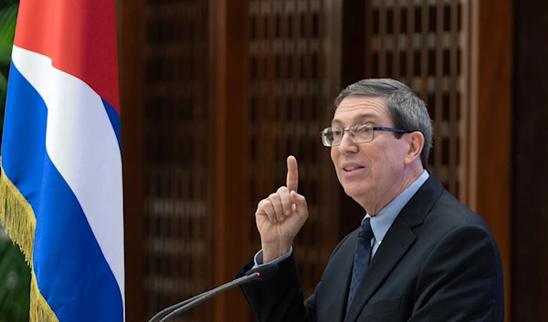 Cuban Foreign Minister Bruno Rodriguez gives a press conference in Havana, Cuba, Thursday, Oct. 19, 2023. (AP)