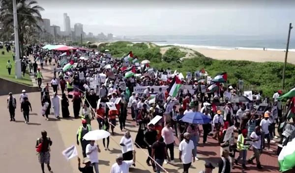 Pro-Palestinian protestors march on Durban beachfront