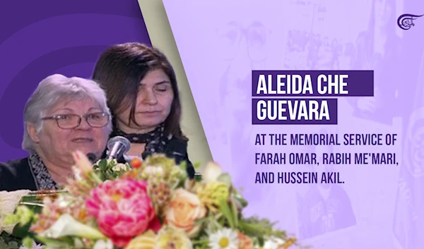 Aleida Che Guevara at the memorial service of Farah Omar, Rabih Me'mari, and Hussein Akil.