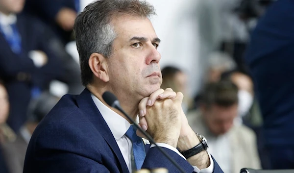 Israeli foreign minister Eli Cohen attends the plenary session of the OSCE (Organization for Security and Co-operation in Europe) Ministerial Council meeting, in Skopje, North Macedonia, Nov. 30, 2023. (AP)