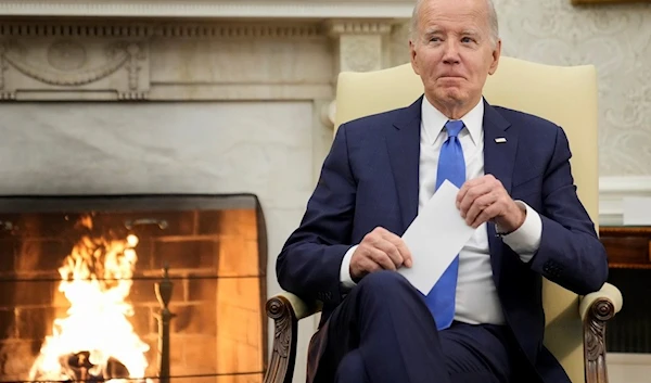 President Joe Biden listens as he meets with Chile's President Gabriel Boric in the Oval Office of the White House, Thursday, Nov. 2, 2023, in Washington. (AP Photo/Andrew Harnik)