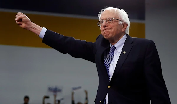 Democratic presidential candidate Sen. Bernie Sanders, Independent-Vermont., arrives to speak to supporters at a primary night election rally in Manchester, New Hampshire, February 11, 2020. (AP)