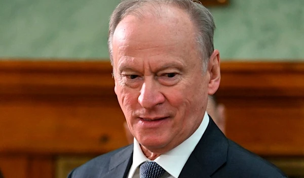 Secretary of the Security Council of the Russian Federation Nikolai Patrushev speaks to the media after a meeting of the Prosecutor General's Office Board with Russian President Vladimir Putin in Moscow, Russia, Wednesday, March 15, 2023. (AP)