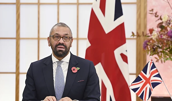 Britain's Foreign Secretary James Cleverly speaks during an event of signing a memorandum of understanding with Japan's Foreign Minister Yoko Kamikawa in Tokyo, Tuesday, Nov. 7, 2023 (AP)