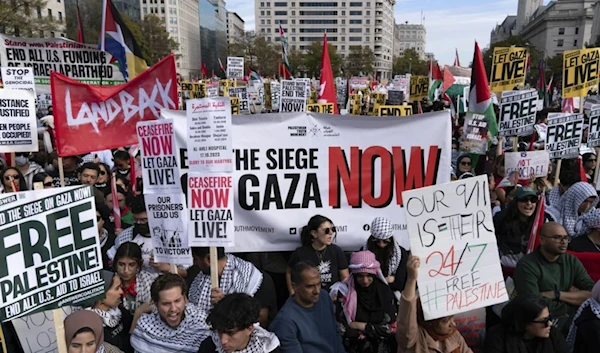 Pro-Palestinian activists rally, demanding a ceasefire in Gaza in Washington on November 4. (AP)