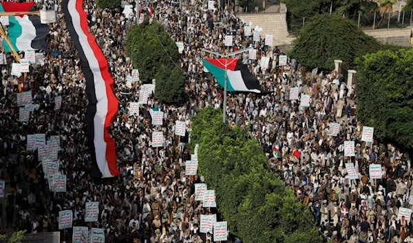 Protesters rally for Gaza. Sanaa, Yemen, July 4, 2023. (AP Photo/Osamah Abdulrahman)