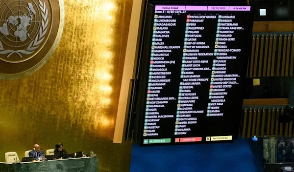 UN General Assembly adopts a resolution on “Protection of civilians and upholding legal and humanitarian obligations” during the 45th plenary meeting of the resumed 10th Emergency Special Session.(UN)