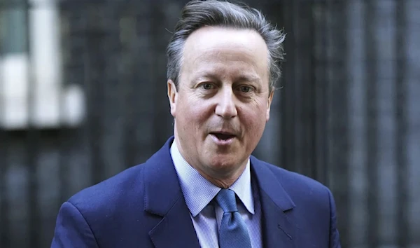 Britain foreign secretary David Cameron leaves Downing Street on November 13, 2023. (AP)