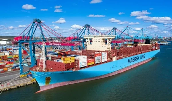 The container ship Maersk Murcia sits moored in the port of Gothenburg, Sweden, on August 24, 2020. (AFP via Getty Images)