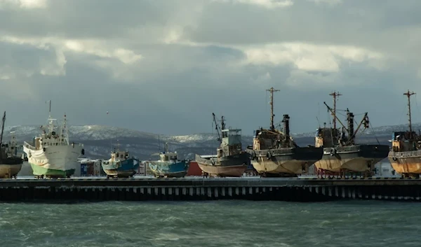 Boats at a harbour on the island of Iturup, one of the Kuril Islands (AFP)