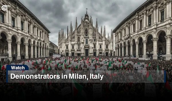 Demonstrators in Milan, Italy