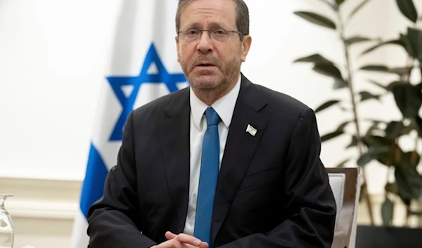 Israeli President Isaac Herzog speaks during a meeting with US Secretary of State Antony Blinken, in "Tel Aviv", Palestine, Thursday, Nov. 30, 2023. (AP)