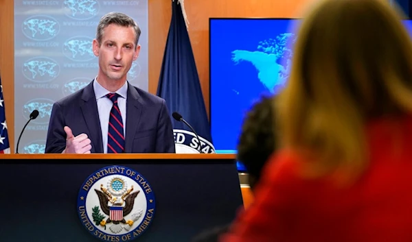 State Department spokesman Ned Price speaks during a briefing at the State Department in Washington, Thursday, Jan. 27, 2022 (AP)