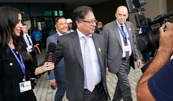 Colombia President Gustavo Petro walks through the COP28 UN Climate Summit, Saturday, Dec. 2, 2023, in Dubai, United Arab Emirates. (AP)