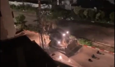 Screenshot of  Israeli Occupation storming Tulkarm in West Bank, with D9 bulldozers and accompanied by large Israeli forces