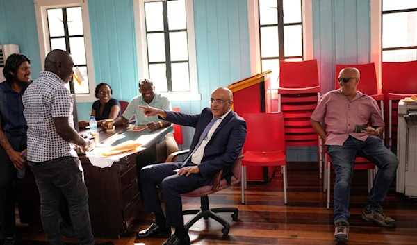 Guyana's Vice President Bharrat Jagdeo at the Progressive People's Party headquarters in Georgetown, Guyana, Thursday, April 20, 2023 (AP)