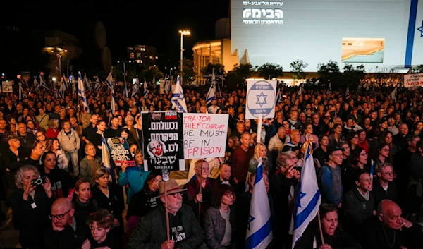 Israeli settlers protest against Occupation Prime Minister Benjamin Netanyahu's government in "Tel Aviv", Occupied Palestine, Saturday, Dec. 30, 2023 (AP)