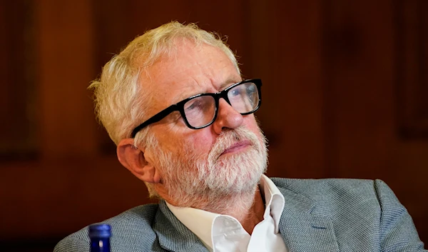 Britain's former leader of the Labour Party Jeremy Corbyn attends the 'Belmarsh Tribunal', at Church House in London, Friday, Oct. 22, 2021. (AP)