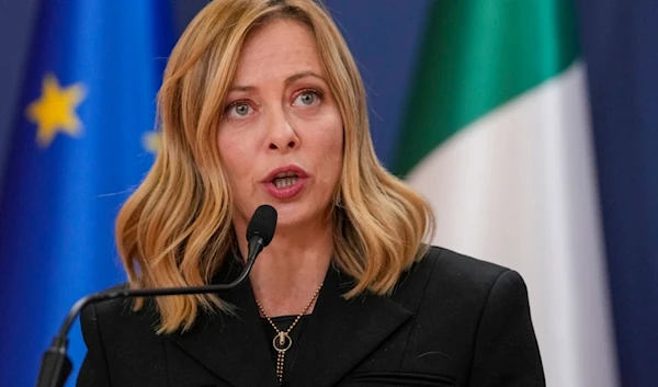 Italian Prime Minister Giorgia Meloni speaks during a press conference on Dec. 3, 2023 (AP)