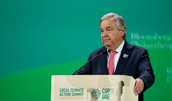 United Nations Secretary-General Antonio Guterres speaks during a session at the COP28 U.N. Climate Summit, Friday, Dec. 1, 2023, in Dubai, United Arab Emirates. (AP Photo/Joshua A. Bickel)