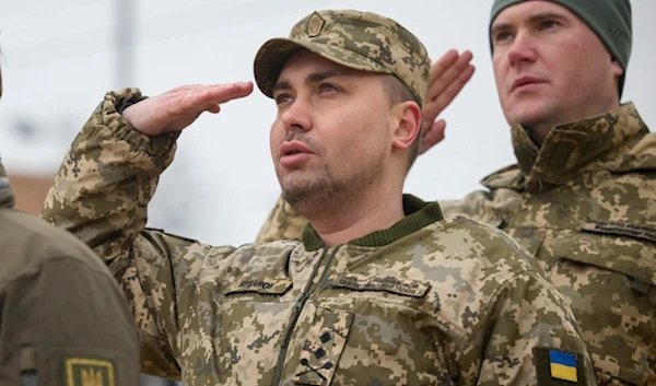 Maj. Gen. Kyrylo Budanov, Ukraine's military intelligence chief, center, attends a commemorative event on the occasion of the one year anniversary of the start of the Russian war in Ukraine in Kiev, Ukraine, on February 24, 2023 (AP)