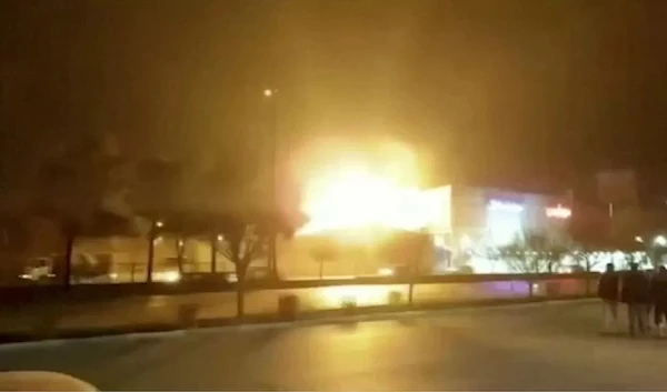 Picture from the drone attack on the complex of Iran's Ministry of Defense in Isfahan. (Reuters)