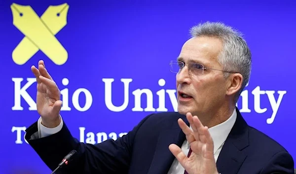 NATO Secretary General Jens Stoltenberg speaks during a session of a panel discussion and dialogue with students as he visits at Keio University in Tokyo, Japan February 1, 2023 (Reuters).