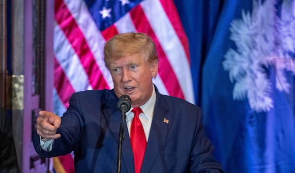 Former President Donald Trump speaks at a campaign event at the South Carolina Statehouse, Saturday, Jan. 28, 2023, in Columbia, S.C. (AP Photo/Alex Brandon)