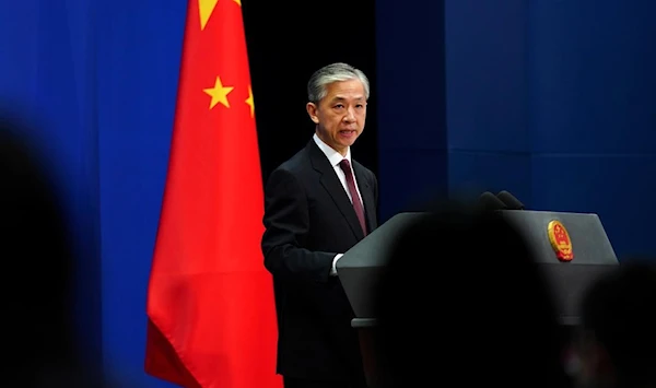 Chinese Foreign Ministry Spokesperson Wang Wenbin during a news conference in China in July 2020 (Reuters)