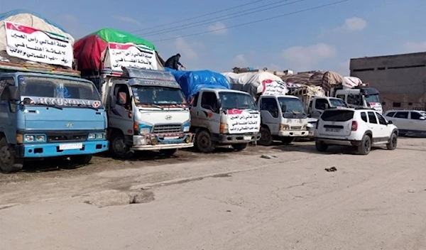 Relief aid convoys reach the affected northern Syrian regions across the Lebanese- Iraqi borders