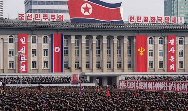 People gather at Kim Il Sung Square in Pyongyang, October 12, 2020 (AFP)