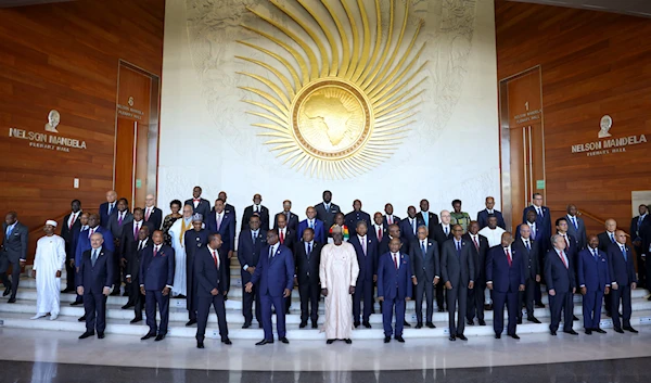 Leaders gather for a group photo at the African Union Summit in Addis Ababa, Ethiopia, Saturday, Feb. 18, 2023. The 36th African Union Summit is taking place in the Ethiopian capital this weekend (AP Photo)