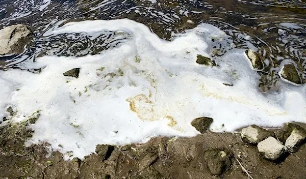 Foam from PFAS, or ‘forever chemicals’, gathers at a Michigan dam. (AP)