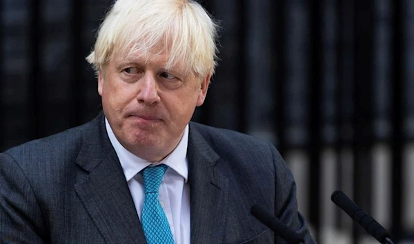 Boris Johnson delivers his final speech as British prime minister outside 10 Downing Street on September 6, 2022.(AP)