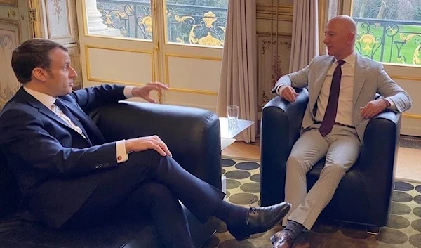 Emmanuel Macron with Jeff Bezos in 2020. The French president has reportedly given the Amazon founder the Legion d'honneur (Social media)