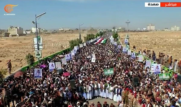 Yemeni people rally across Saada in commemoration of martyr President Saleh Al-Sammad and in solidarity with Palestine (Exclusive)