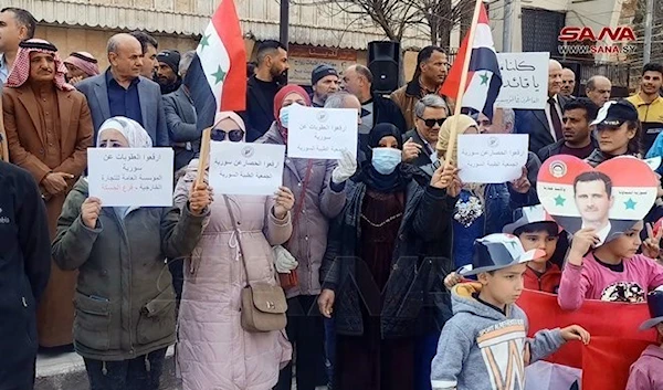 Protests in Al-Hasakah calling for lifting sanctions on Syria