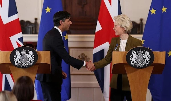 UK PM Rishi Sunak and EU President Ursula von der Leyen photographed on February 27, 2023. (Reuters)